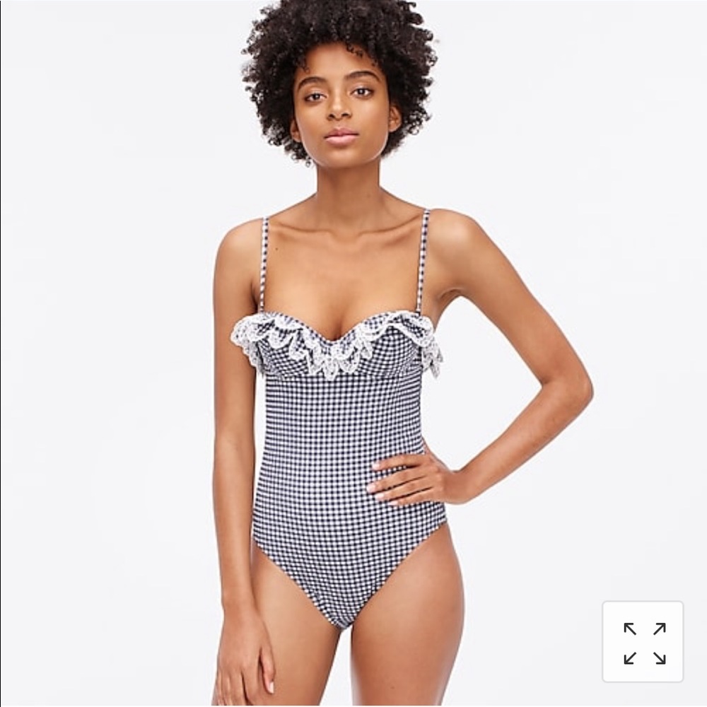 J.Crew Scalloped One Piece Swimsuit in Gingham